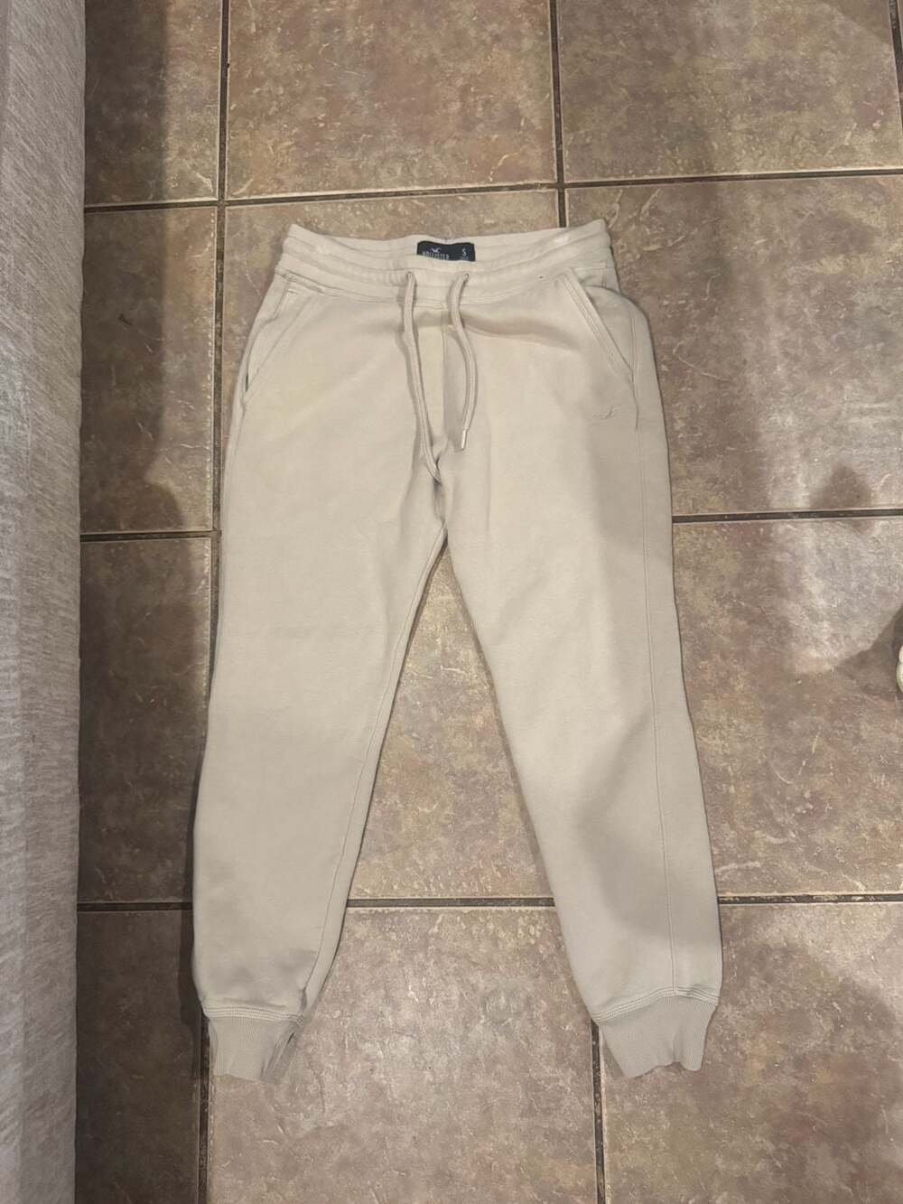 Hollister Joggers Size S Beige Drawstring Sweatpants
